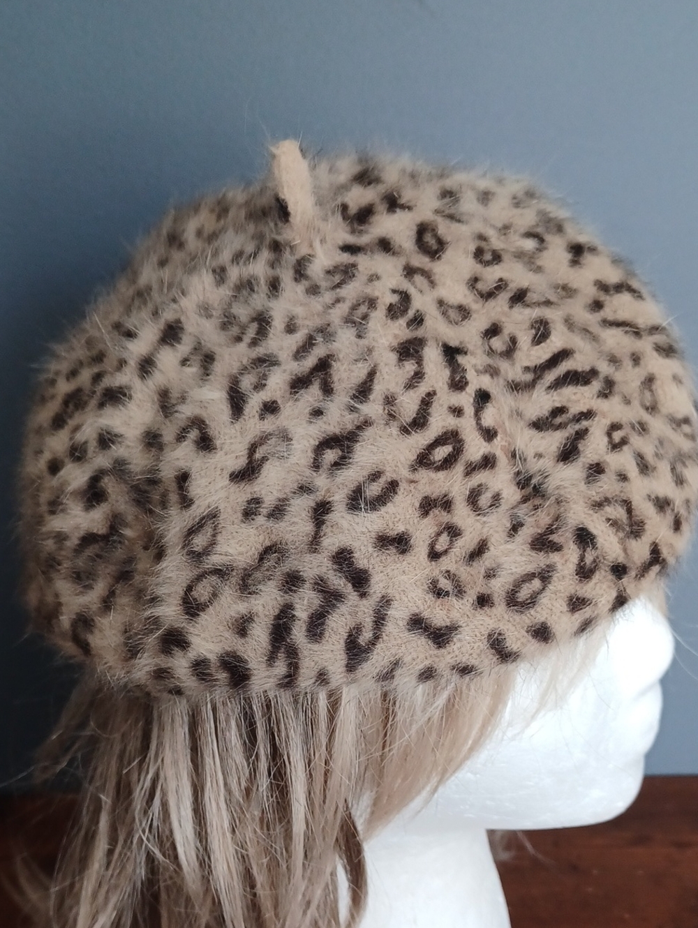 Leopard Rabbit Hair  Beret - Picture 8 of 11
